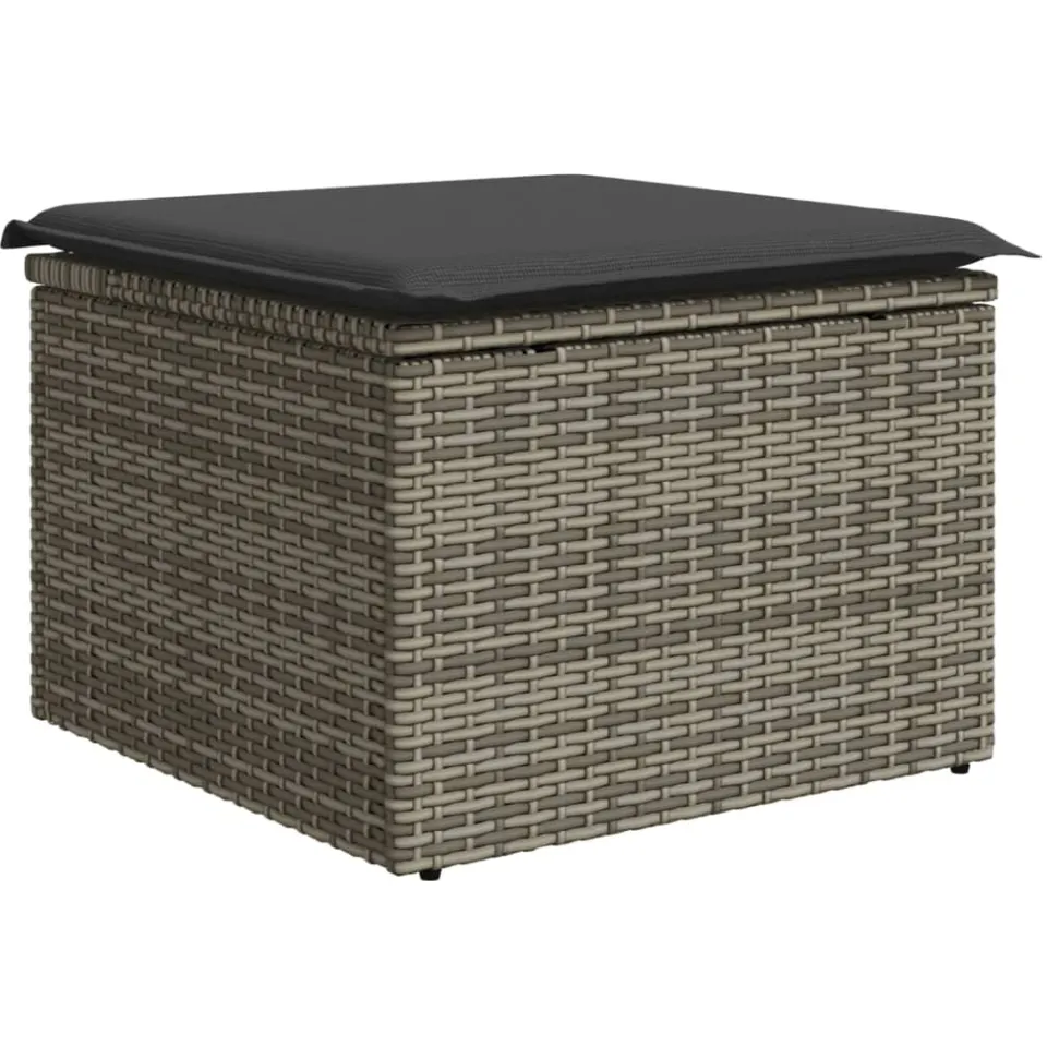 vidaXL 5-delige Loungeset met kussens poly rattan grijs