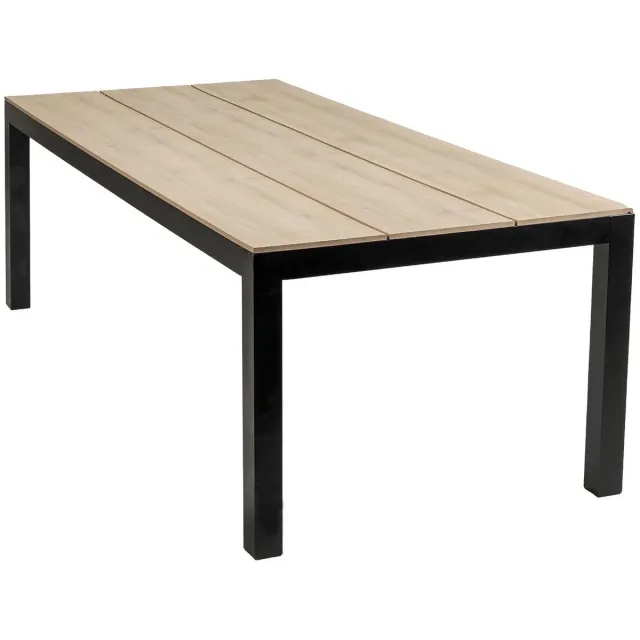 4 Seizoenen Tuinmeubelen Rechthoekige tuintafel Cyprus 225 cm | 6 personen | Wood/Black | Polywood & aluminium Black, Wood