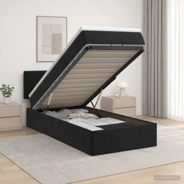 vidaXL Ottoman bed met matras Zwart 100 x 200 cm Fluweel