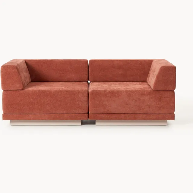 Westwing Collection Modulaire bank Colin (2-zits) Beige, Wijnrood