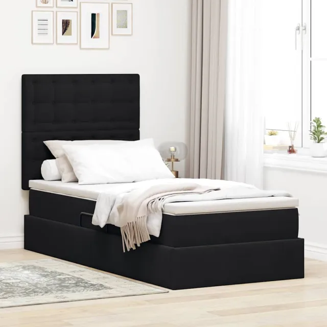 vidaXL LED Opslagbed met Matras Donkerblauw 90 x 190 cm Fluweel