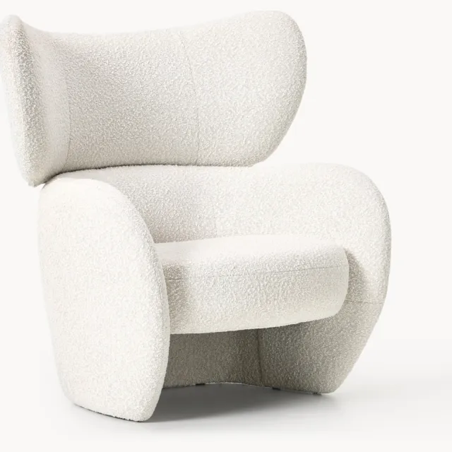 Westwing Collection Bouclé stoel Teyvat wit