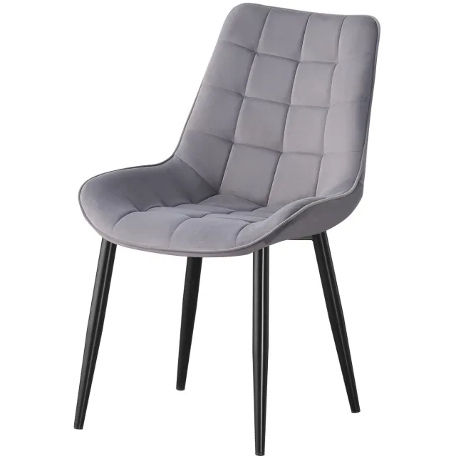 Luxury4Home MALMO Serie - Eetkamerstoel - Donkergrijs Fluweel - Gestoffeerd - Modern Donkergrijs;Zwart