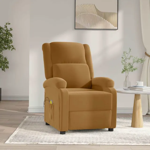 vidaXL Massagestoel elektrisch verstelbaar fluweel bruin