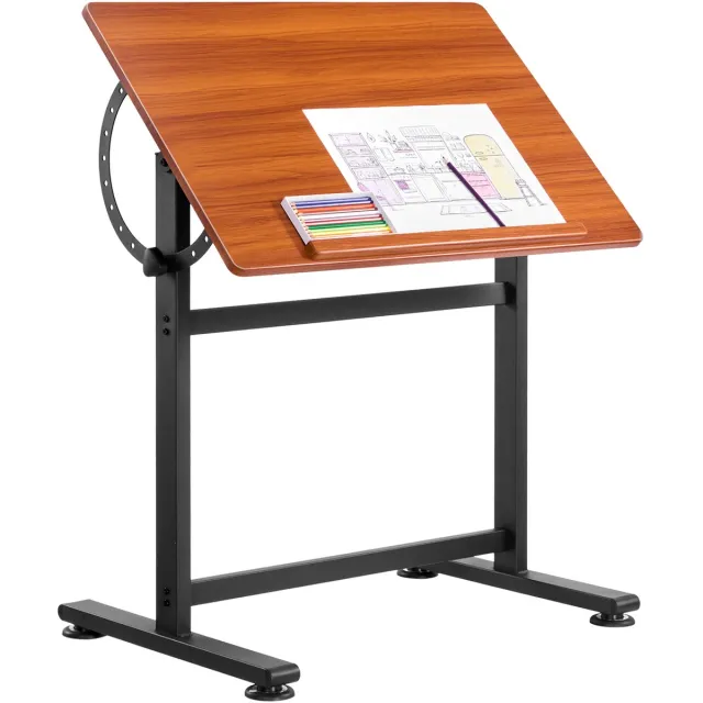 Vevor Tekentafel Schildertafel Verstelbare 90° Kantelbare Houten Kunstenaarstafel Leestafel Bruin