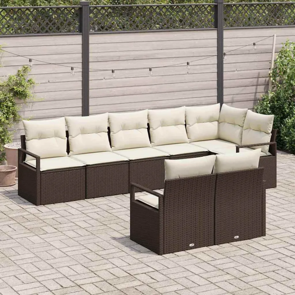 vidaXL Bankstel 8 st Bruin poly rattan, foto 3