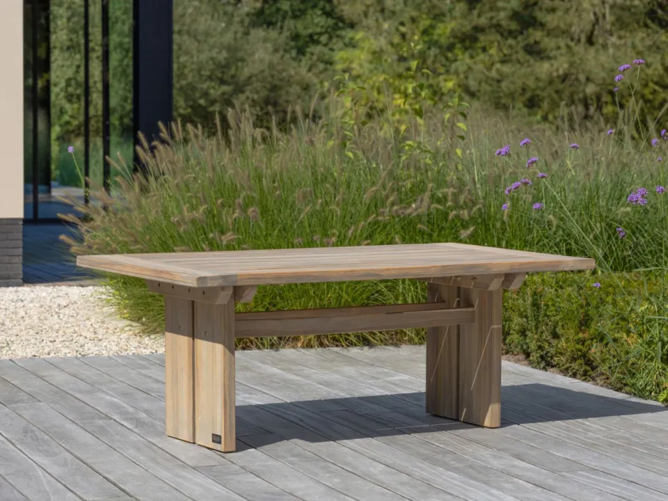 ROUGH Furniture ROUGH-L lounge/dining tuintafel 160x90x61cm bruin, foto 3