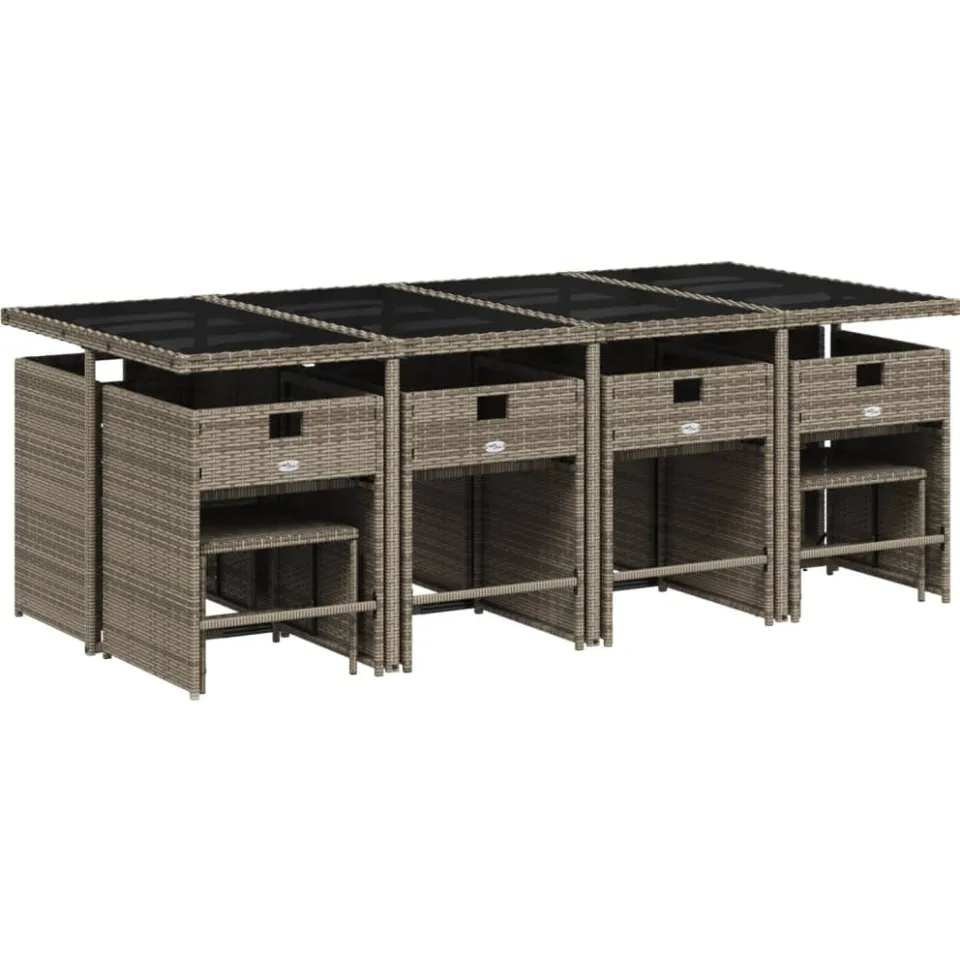 vidaXL 13-delige Tuinset met kussens poly rattan grijs, foto 2