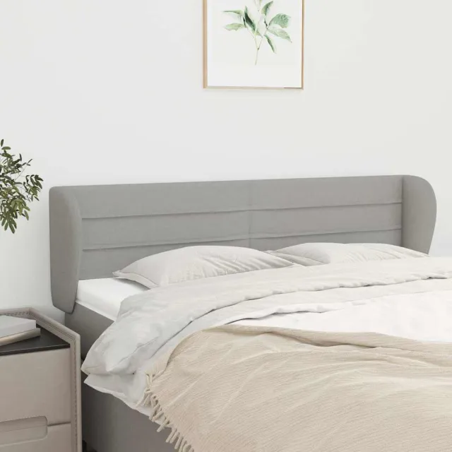 vidaXL Hoofdbord met randen 147x23x78/88 cm stof lichtgrijs grijs