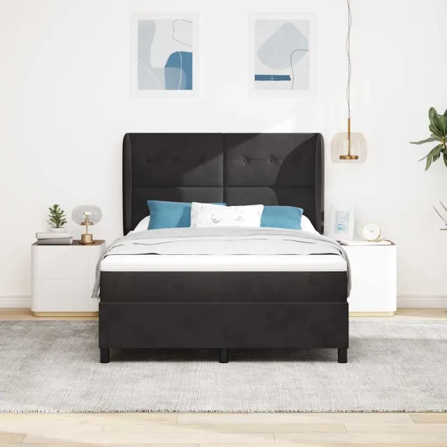 vidaXL Boxspringbed met hoofdeinde Zwart 200 x 140 cm Fluweel