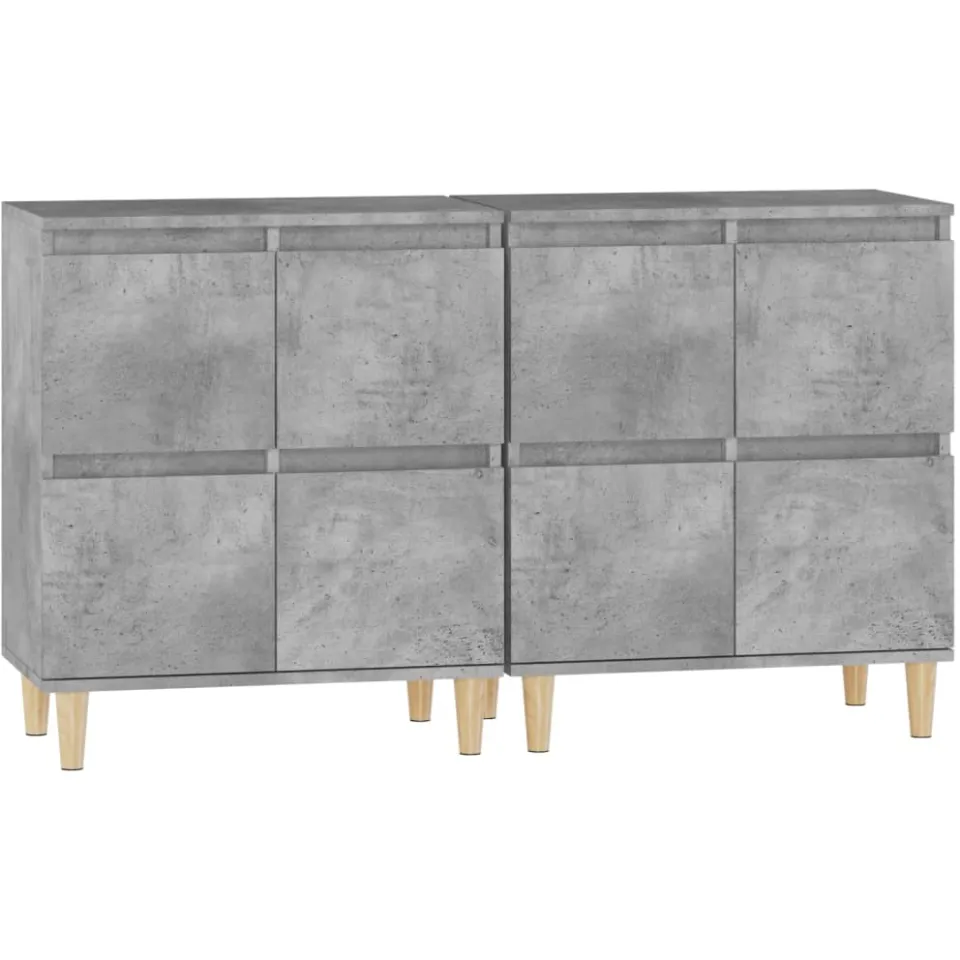 vidaXL Dressoirs 2 st 60x35x70 cm bewerkt hout betongrijs grijs