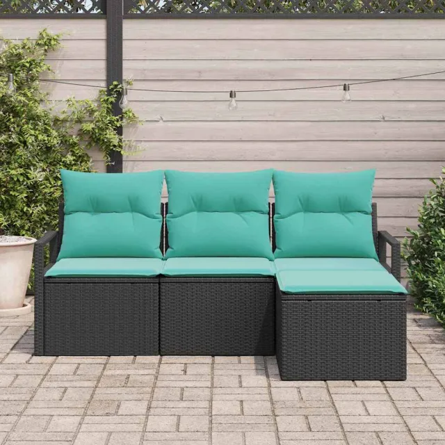 vidaXL Bankstel 4 st Zwart poly rattan, foto 2