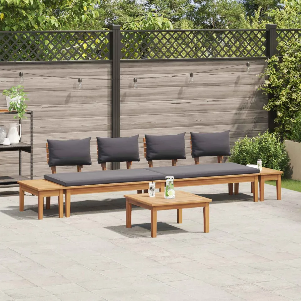 vidaXL Tuinbankenset 5 st Bruin en Grijs, foto 3