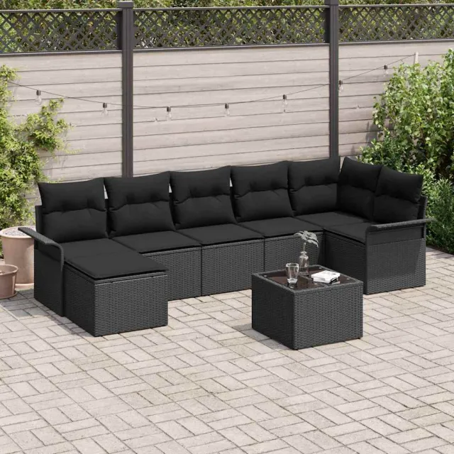 vidaXL Tuin Sofa Set 8 st Zwart poly rattan, foto 2