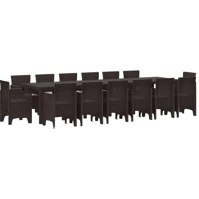 vidaXL Tuin Eetset 15 st Bruin Polt riet