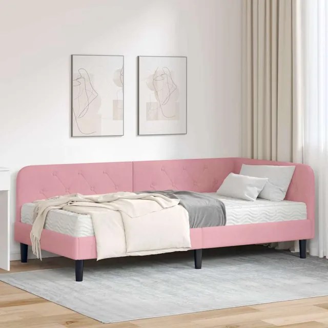 vidaXL Hoekbedframe Roze 100 x 200 cm Fluweel