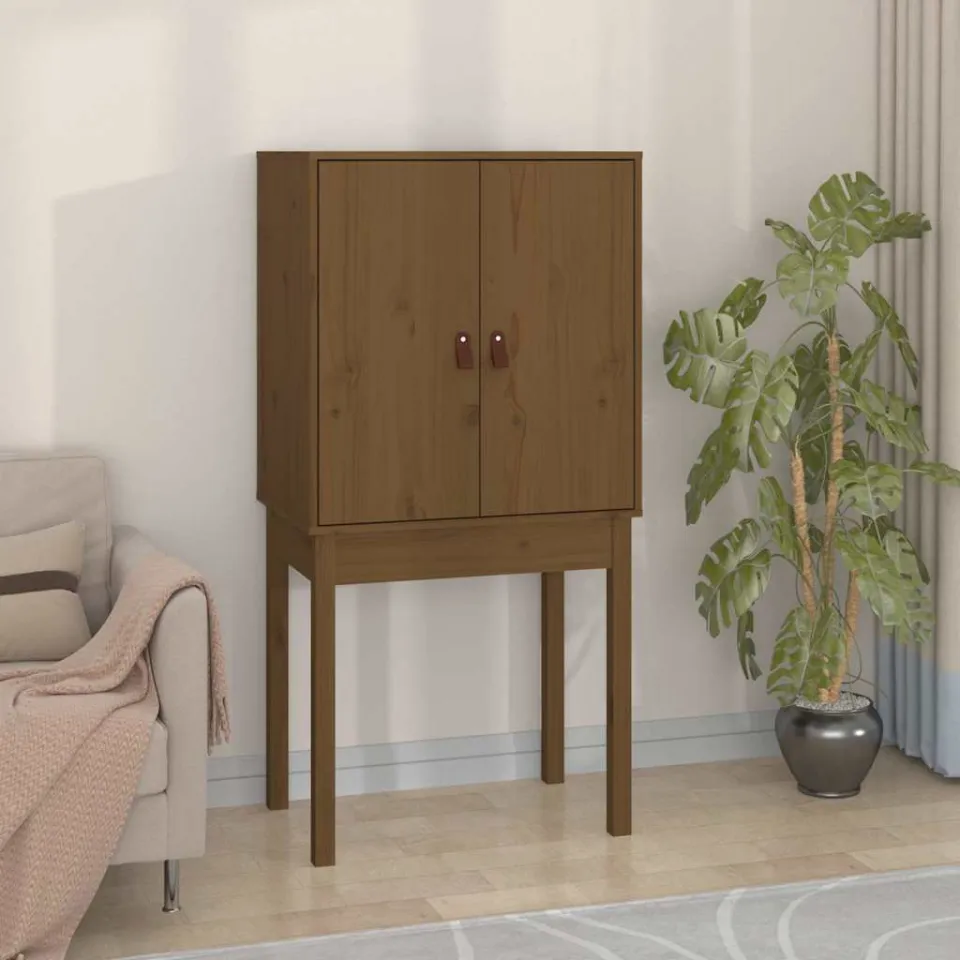 vidaXL Hoge kast 60x40x120 cm massief grenenhout honingbruin bruin, foto 3
