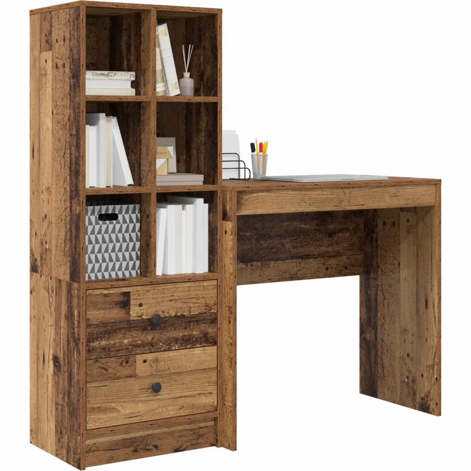 vidaXL Bureau Oudhout 125,5 x 40 x 127 cm 2 st Bruin