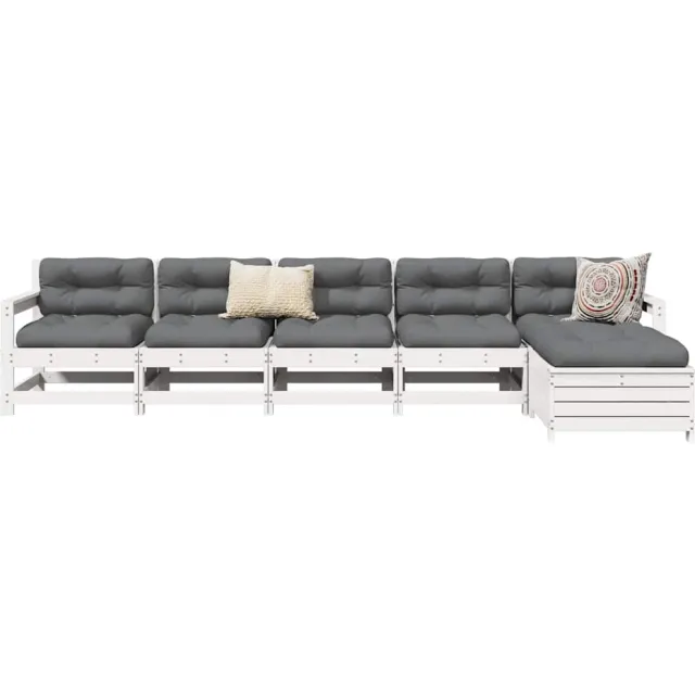 vidaXL 6-delige Loungeset massief grenenhout wit