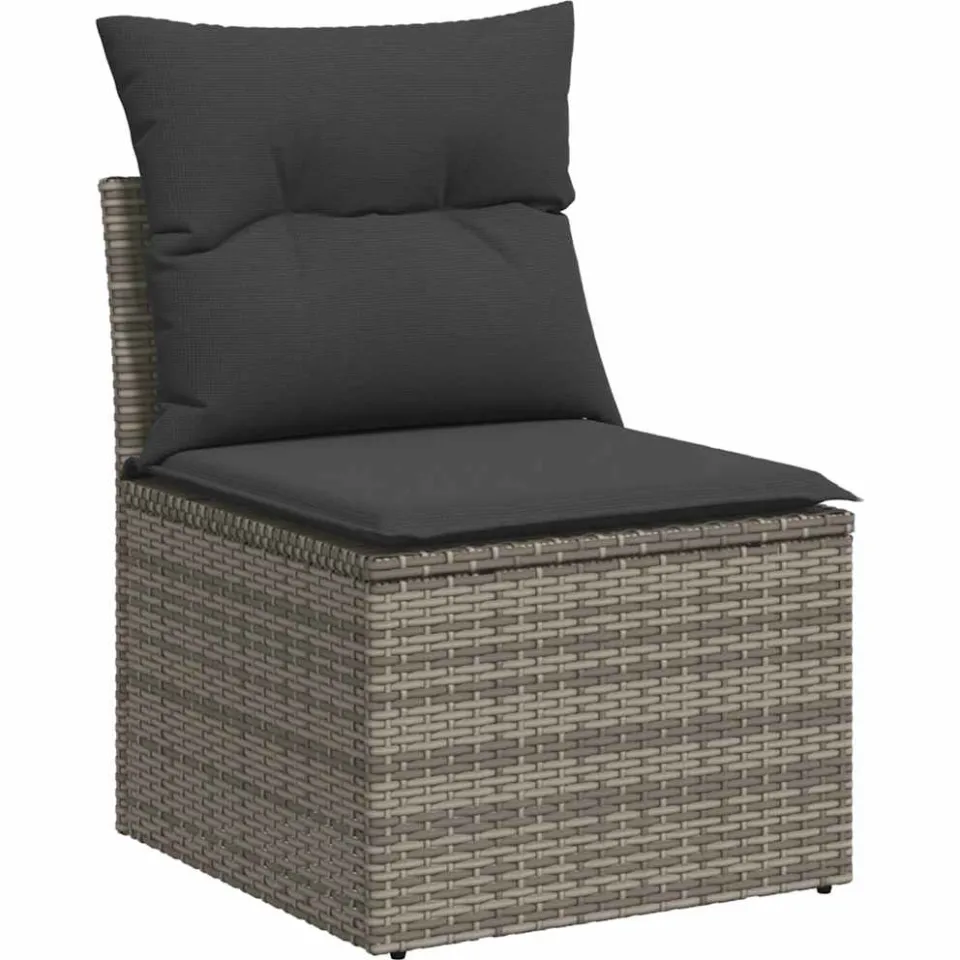 vidaXL 6-delige Loungeset met kussens poly rattan grijs