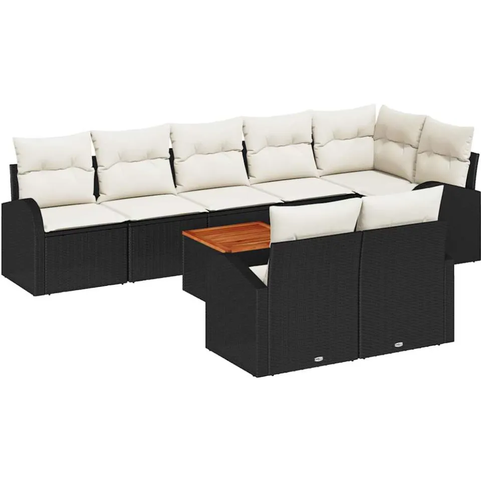vidaXL Tuinbankenset 9 st Zwart poly rattan