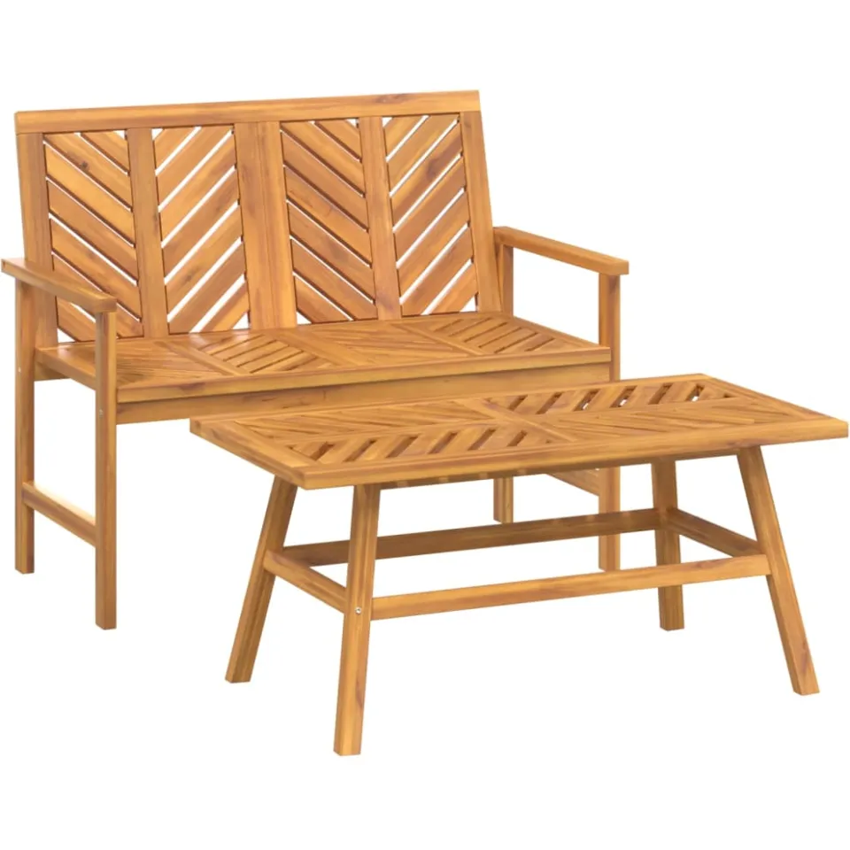 vidaXL 2-delige Loungeset massief acaciahout bruin, foto 3