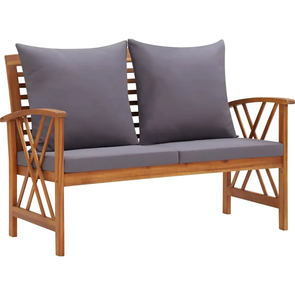 vidaXL 2-delige Loungeset met kussens massief acaciahout grijs, foto 4
