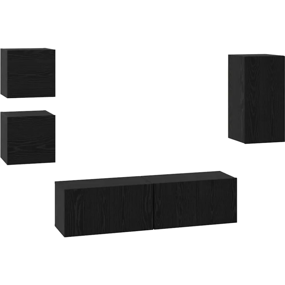 vidaXL Tv-meubelset 5 st Zwart Eiken Bewerkt hout, foto 3