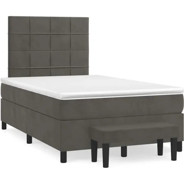 vidaXL Boxspring met matras fluweel donkergrijs 120x190 cm grijs