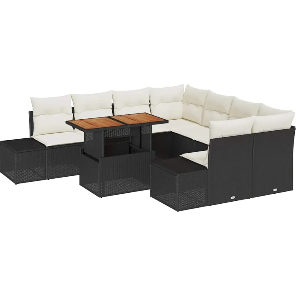 vidaXL Tuin Sofa Set 9 st Zwart Poly riet