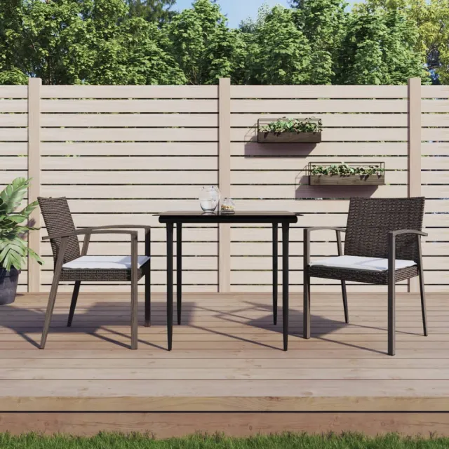vidaXL 3-delige Tuinset met kussens poly rattan en staal, foto 2