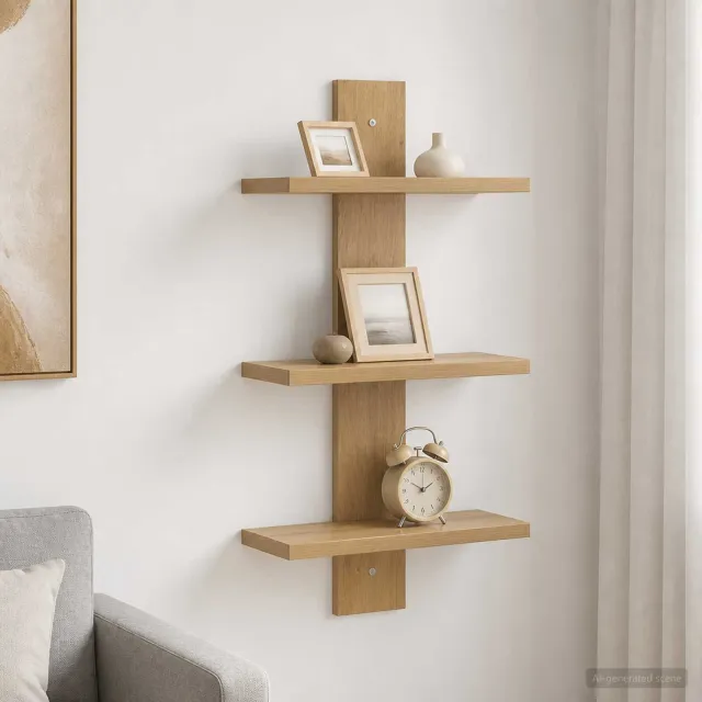 vidaXL Wandplank Artisanaal eiken 30 x 13.5 x 64.5 cm Bewerkt hout Bruin