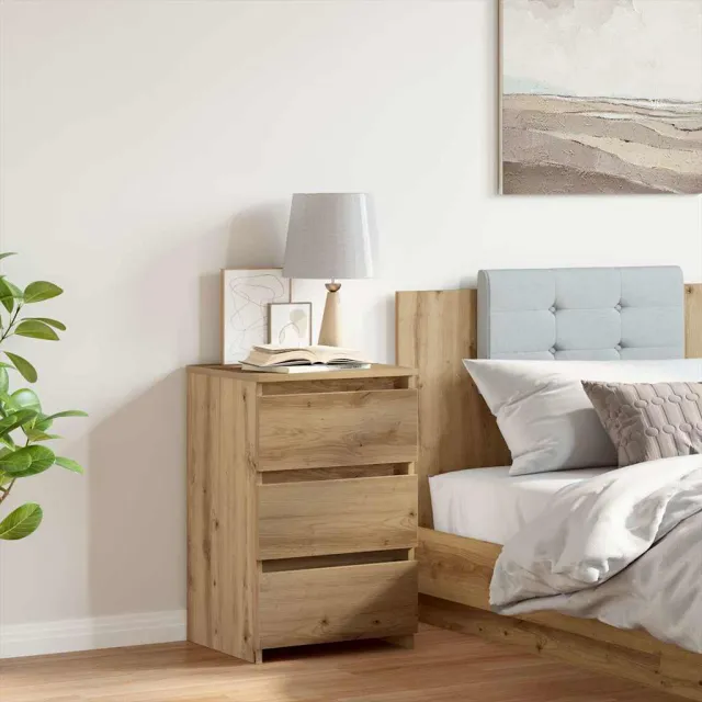 vidaXL Nachtkastje 40x35x62,5 cm bewerkt hout artisanaal eikenkleur Bruin