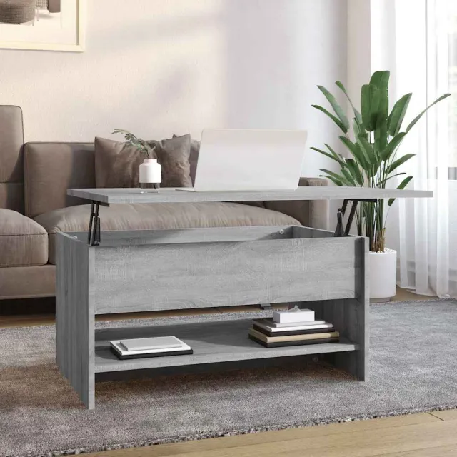 vidaXL Salontafel 80x50x40 cm bewerkt hout grijs sonoma eiken, foto 2