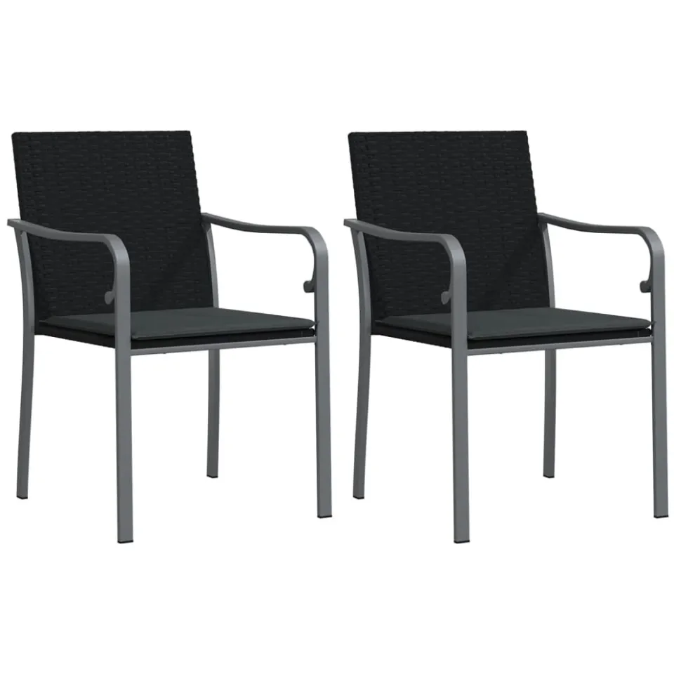 vidaXL 3-delige Tuinset met kussens poly rattan en staal, foto 3