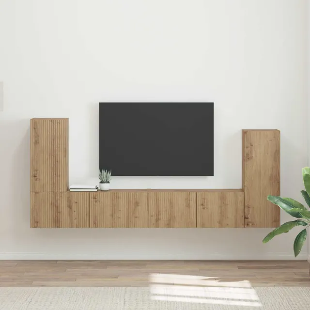 vidaXL Tv-meubelset 4 st Artisan Eiken Bewerkt hout Bruin