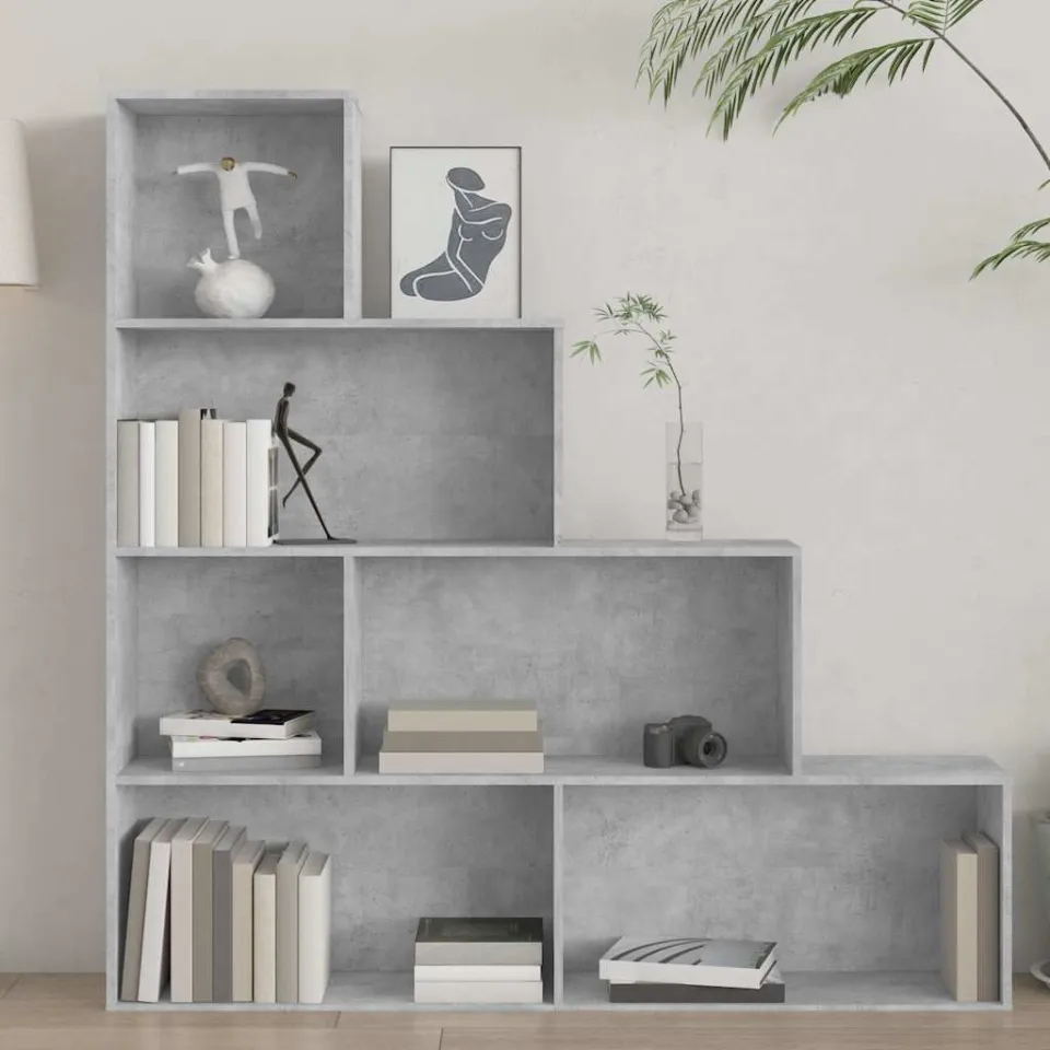vidaXL Boekenkast/kamerscherm 155x24x160 cm bewerkt hout betongrijs grijs, foto 2