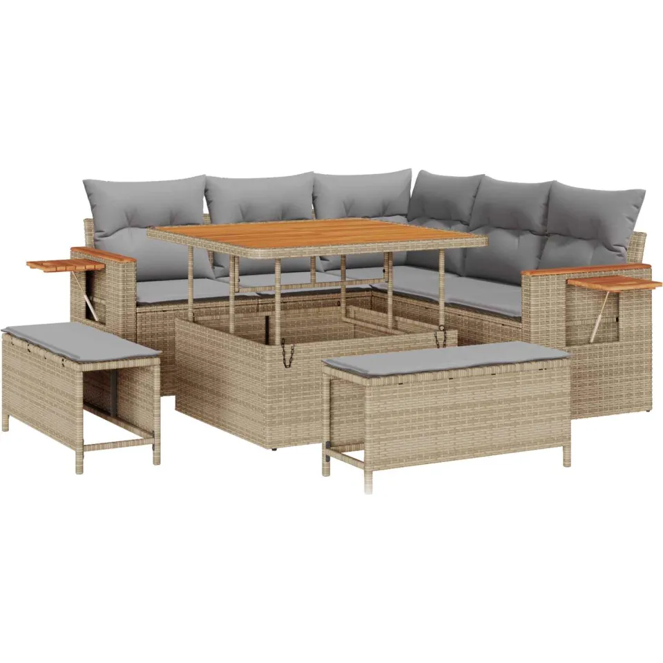 vidaXL Tuinbankenset 8 st Beige poly rattan