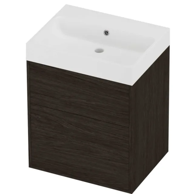 Proline Podium Badmeubelset Polystone Loft 2 Laden 60x46x75 cm Mat White Mokka Oak Eiken