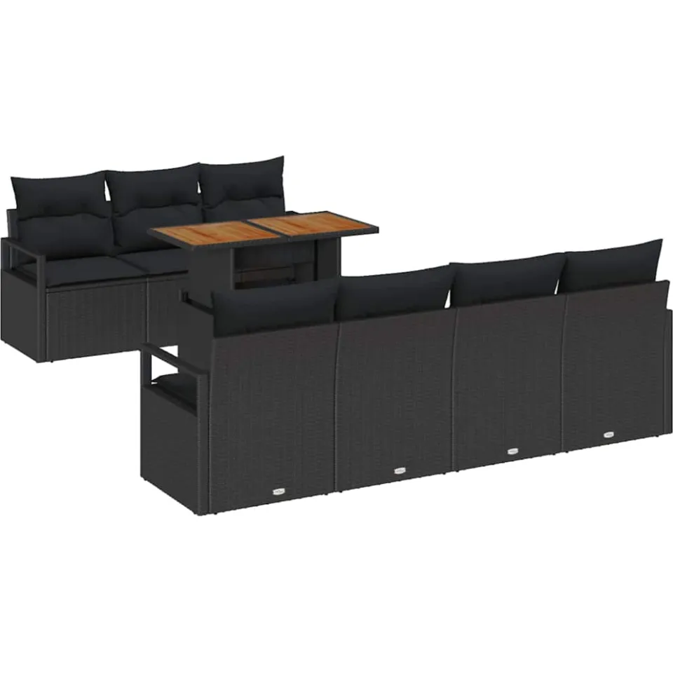 vidaXL Tuin Sofa Set 8 st Zwart Poly riet