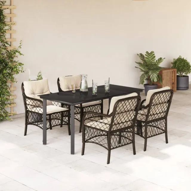 vidaXL 5-delige Tuinset met kussens poly rattan bruin, foto 2