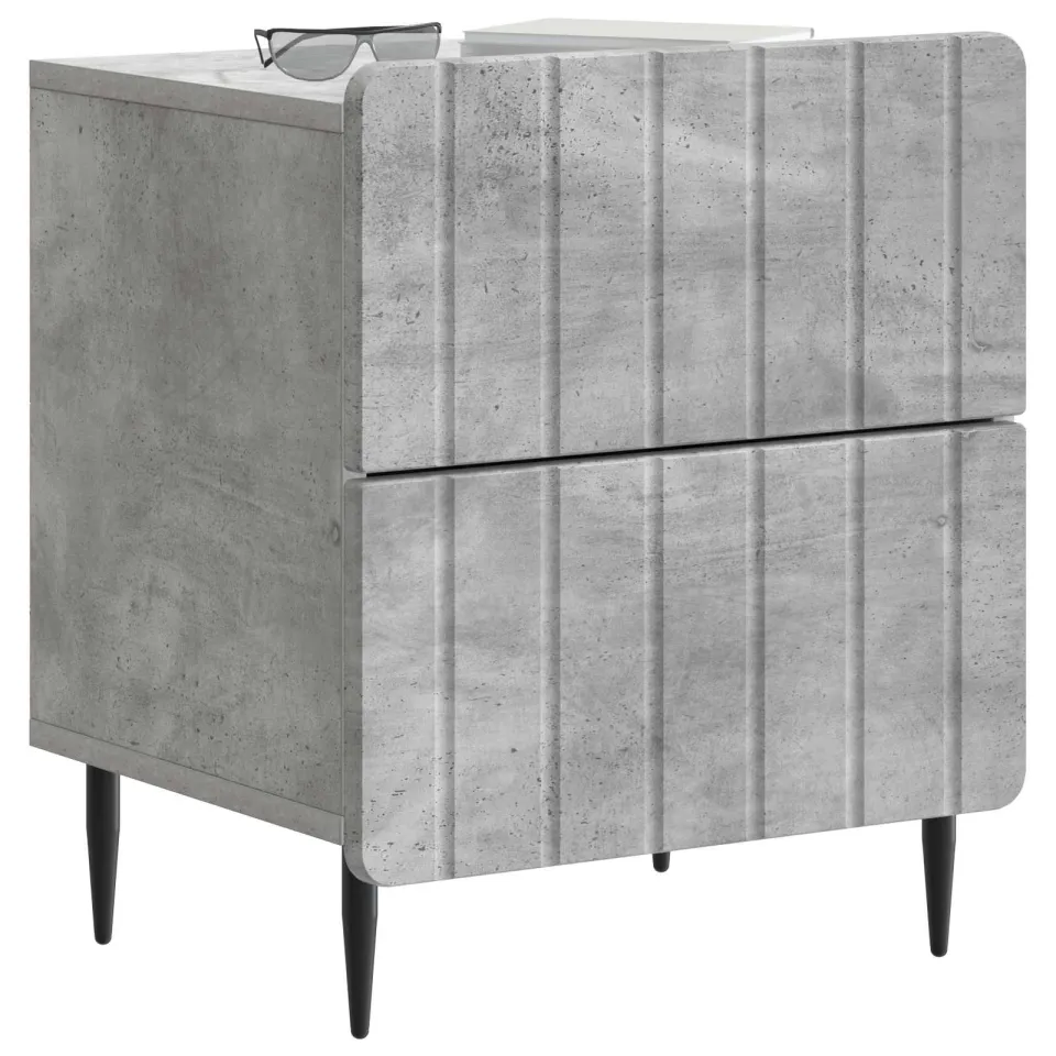 vidaXL Nachtkastje 2 st Betongrijs 43 x 34,5 x 49,5 cm Bewerkt hout grijs, foto 3