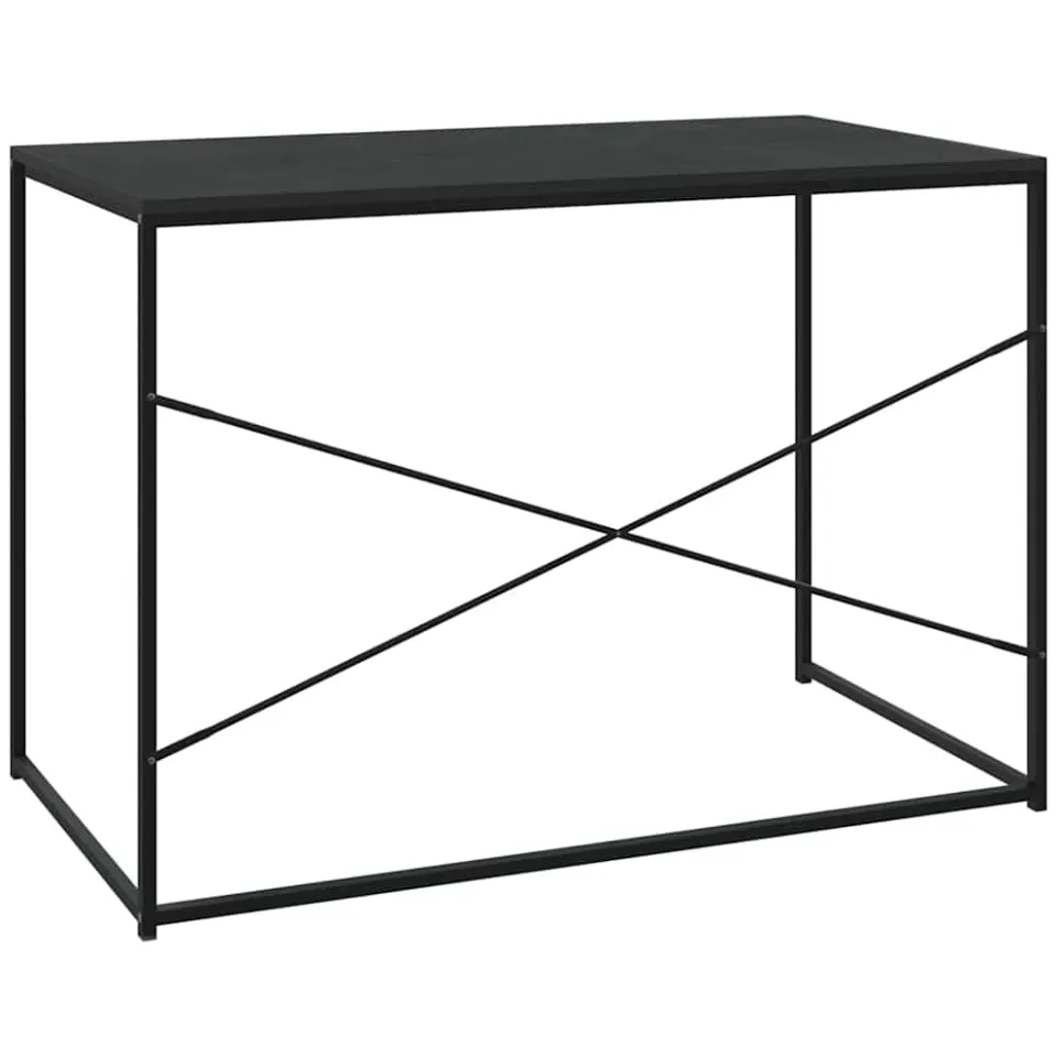 vidaXL Computerbureau 110x60x70 cm bewerkt hout zwart, foto 4