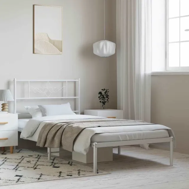 vidaXL Bedframe met hoofdbord metaal wit 100x200 cm