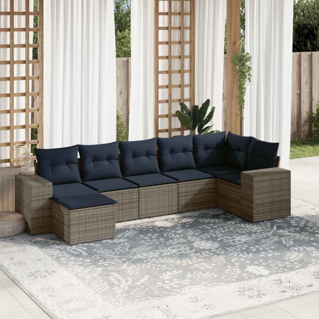 vidaXL 7-delige tuinbankset met kussens, grijs polyrotan, foto 2