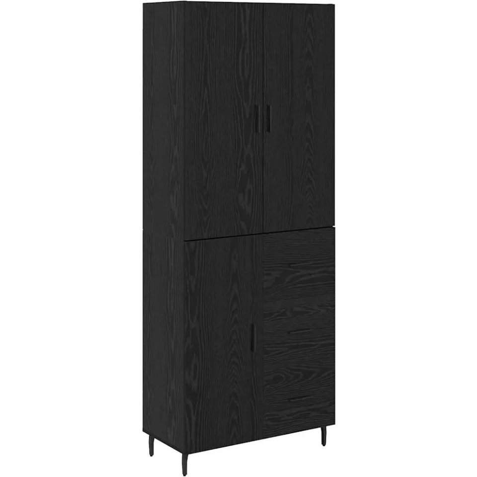 vidaXL Hoge kast 2 st Zwart eiken 69,5 x 34 x 180 cm Bewerkt hout, foto 3