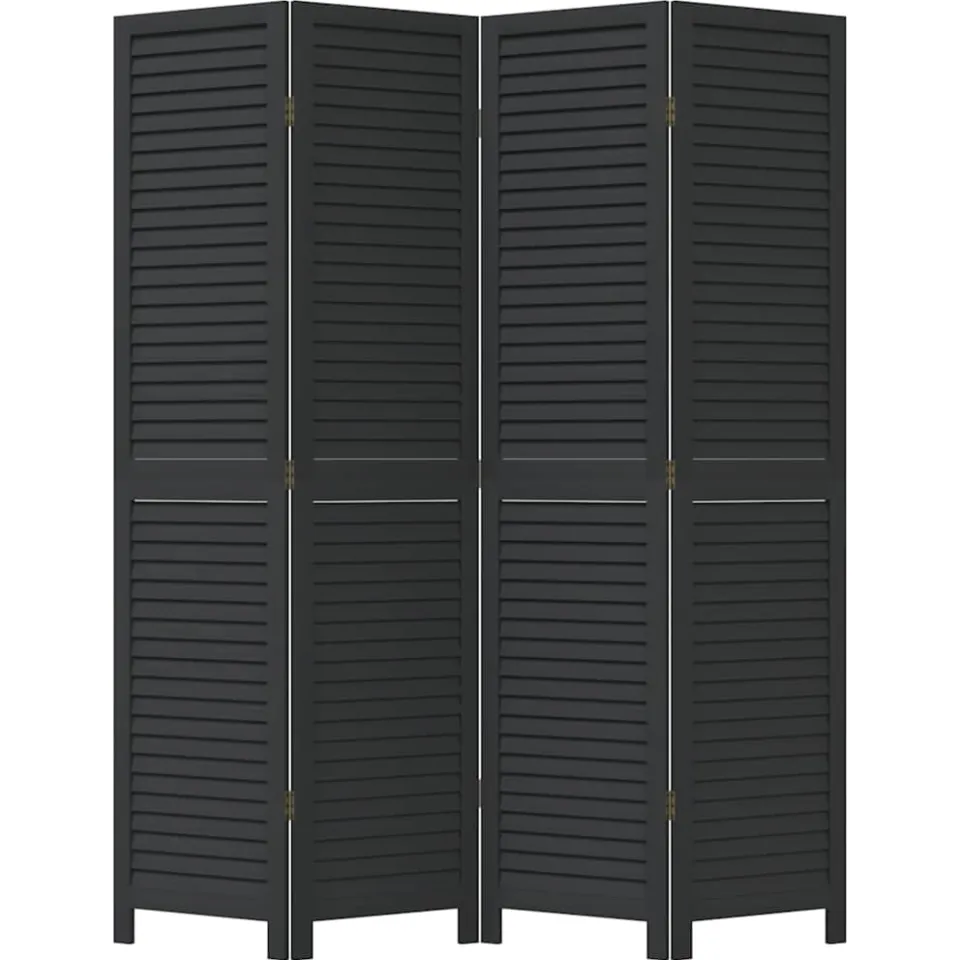 vidaXL Kamerscherm met 4 panelen massief paulowniahout zwart, foto 4