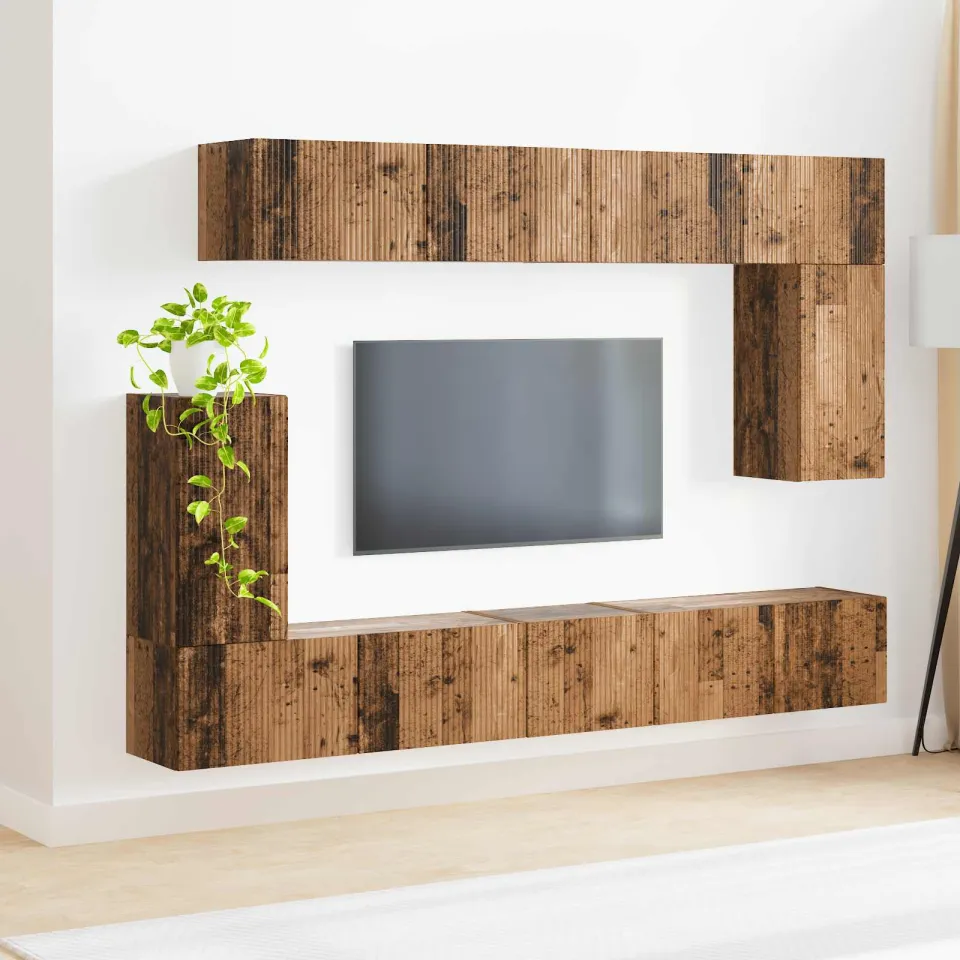 vidaXL Tv-meubelset 5 st Oudhout Bewerkt hout bruin, foto 4