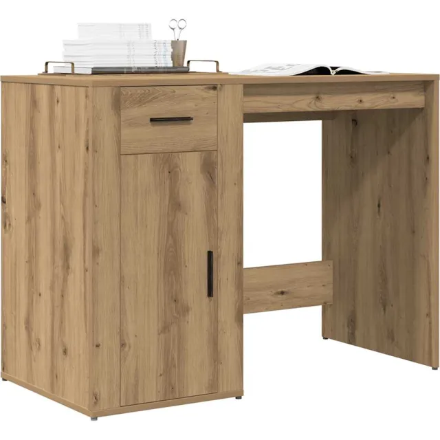vidaXL Bureau 100x49x75 cm bewerkt hout artisanaal eikenkleur Bruin