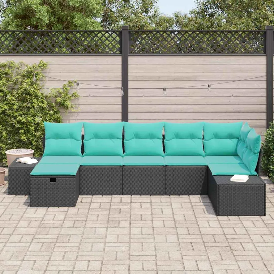 vidaXL Bankstel 5 st poly rattan zwart, foto 3